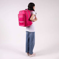 MOCHILA PRIMARIA CH ROSA CIERRE GRIS
