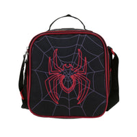 LONCHERA MILES MORALES NEGRA CON ARAÑA ROJA
