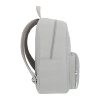 MOCHILA JUVENIL CON PORTA LAP GRIS LETRAS BLANCAS
