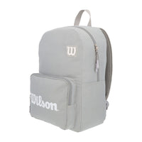 MOCHILA JUVENIL CON PORTA LAP GRIS LETRAS BLANCAS
